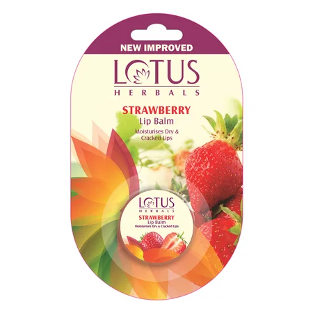Lotus Herbals Strawberry Lip Balm 5 gm | Moisturises Dry & Cracked Lips | Gives Soft, Hydrated Supple Lips | For Dry, Cracked & Chapped Lips