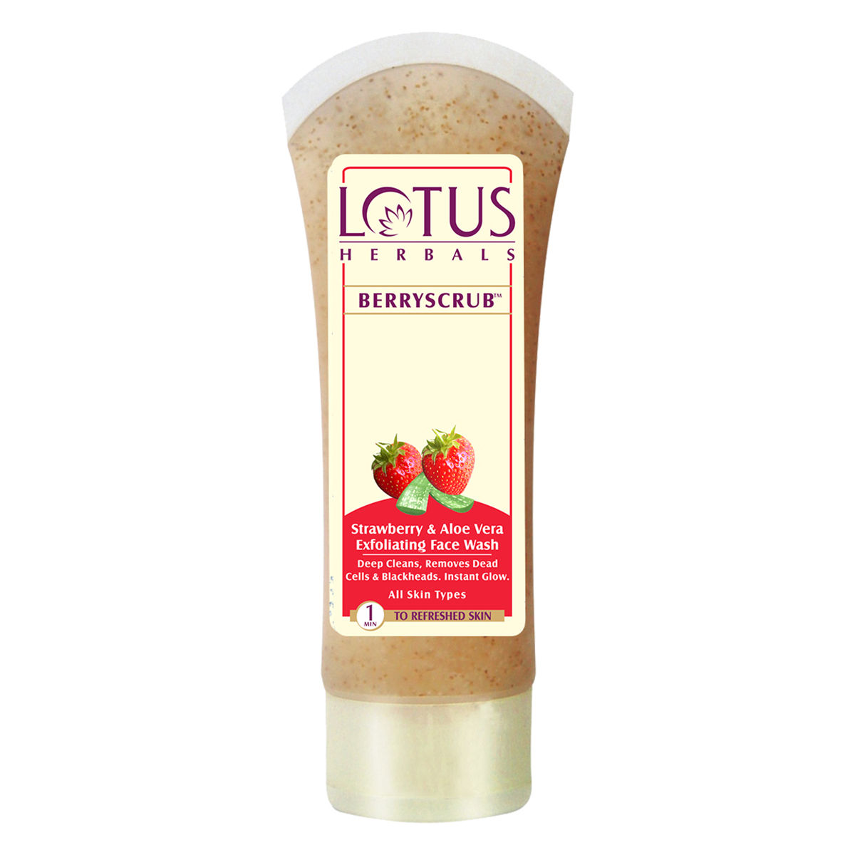 Buy Lotus Herbals Berryscrub Strawberry & Aloe Vera Exfoliating Face Wash, 80 gm Online
