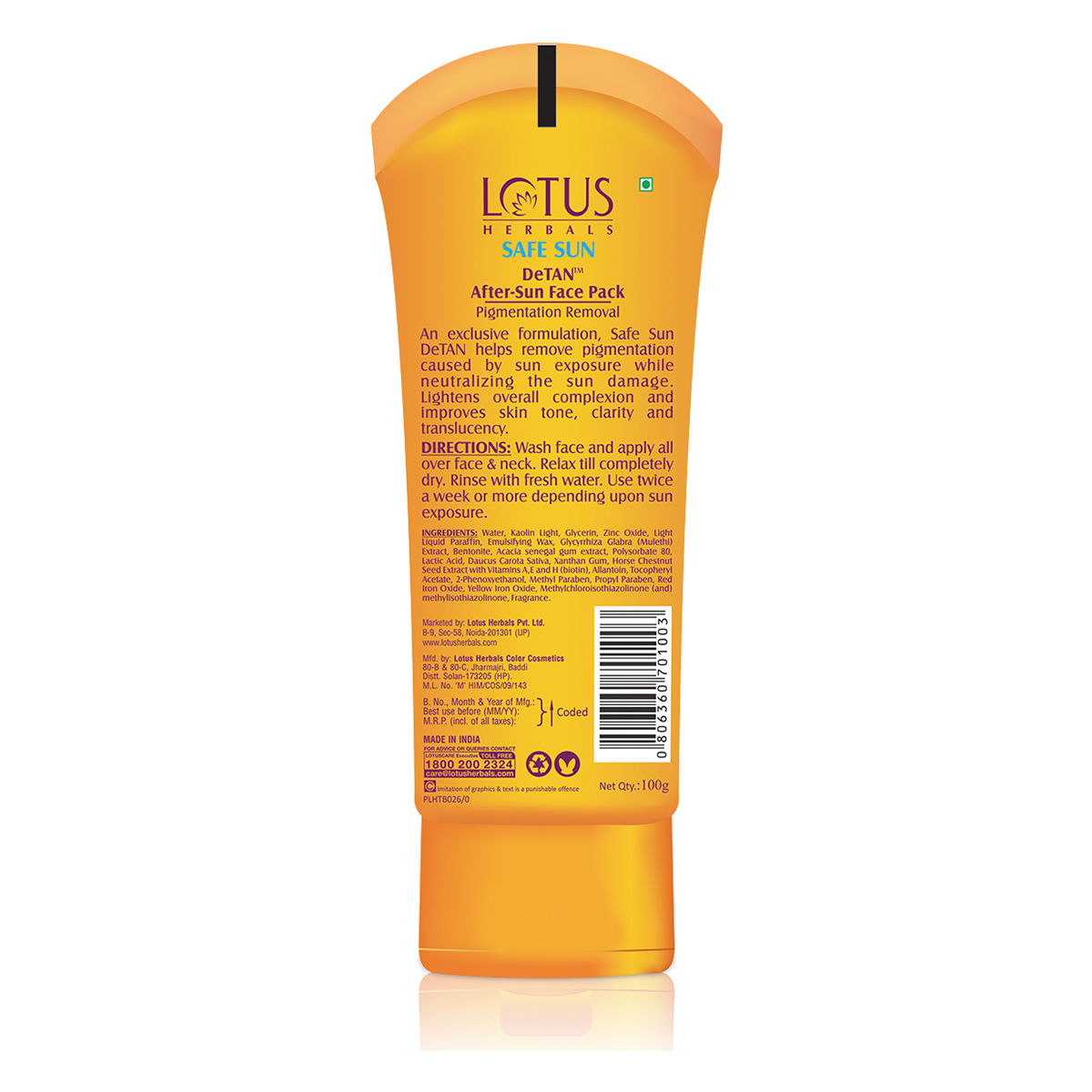 Lotus Herbals Safe Sun DeTan After Sun Face Pack 100 Gm lotus-herbals-safe-sun-detan-after-sun-face-pack-100-gm