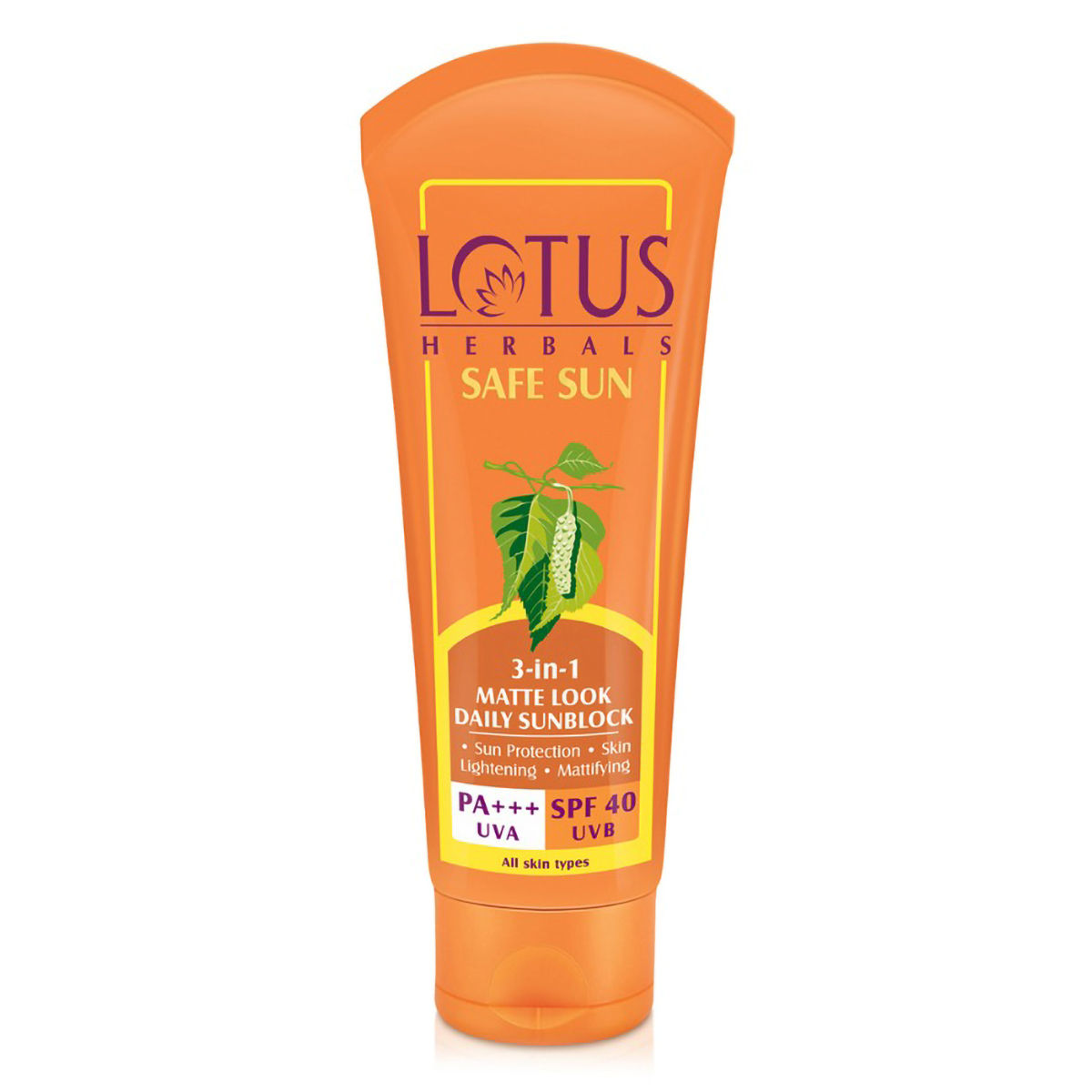 Buy Lotus Herbals Safe Sun 3-In-1 Matte Look Daily Sun Block SPF 40, 100 gm Online