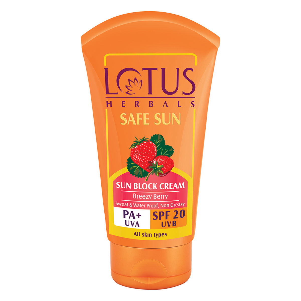 Buy Lotus Herbals Safe Sun Sun Block Cream SPF 20 PA+ UVA & UVB, 100 gm Online