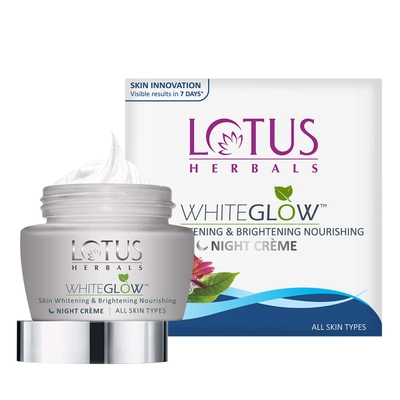 Lotus Herbals White Glow Night Creme 60 gm | Mulberry Extract, Grape Extract, Saxifraga Extracts &amp; Milk Enzymes | Deep Nourishment | For All Skin Type, Pack of 1