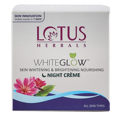 Lotus Herbals White Glow Night Creme 60 gm | Mulberry Extract, Grape Extract, Saxifraga Extracts &amp; Milk Enzymes | Deep Nourishment | For All Skin Type, Pack of 1