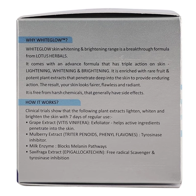 Lotus Herbals White Glow Night Creme 60 gm | Mulberry Extract, Grape Extract, Saxifraga Extracts &amp; Milk Enzymes | Deep Nourishment | For All Skin Type, Pack of 1