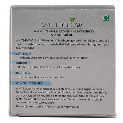 Lotus Herbals White Glow Night Creme 60 gm | Mulberry Extract, Grape Extract, Saxifraga Extracts &amp; Milk Enzymes | Deep Nourishment | For All Skin Type, Pack of 1