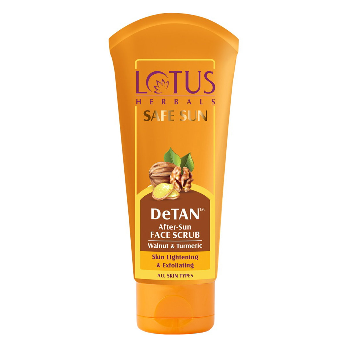 Lotus Herbals Safe Sun DeTan After-Sun Walnut & Turmeric Face Scrub 100 gm | Exfoliates & Lightens Skin | Reduces Effects Of Sun Tan | Lightweight | For All Skin Type, Pack of 1 Lotus Herbals Safe Sun DeTan After-Sun Walnut & Turmeric Face Scrub 100 gm | Exfoliates & Lightens Skin | Reduces Effects Of Sun Tan | Lightweight | For All Skin Type, Pack of 1