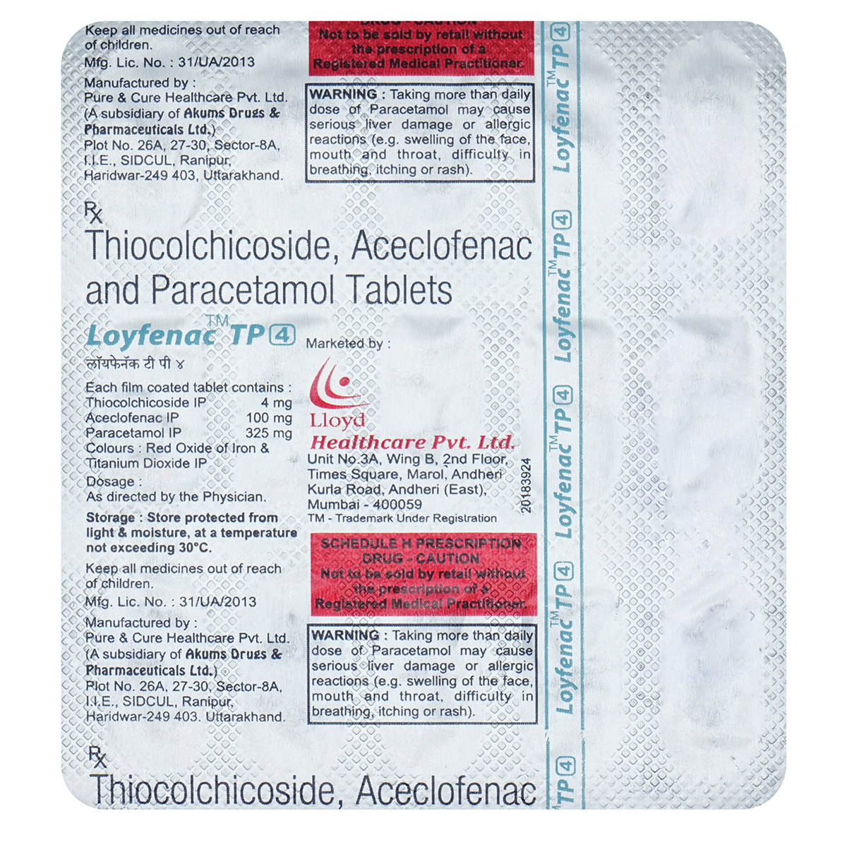 Loyfenac TP 4 mg Tablet 15's, Pack of 15 TabletS Loyfenac TP 4 mg Tablet 15's, Pack of 15 TabletS