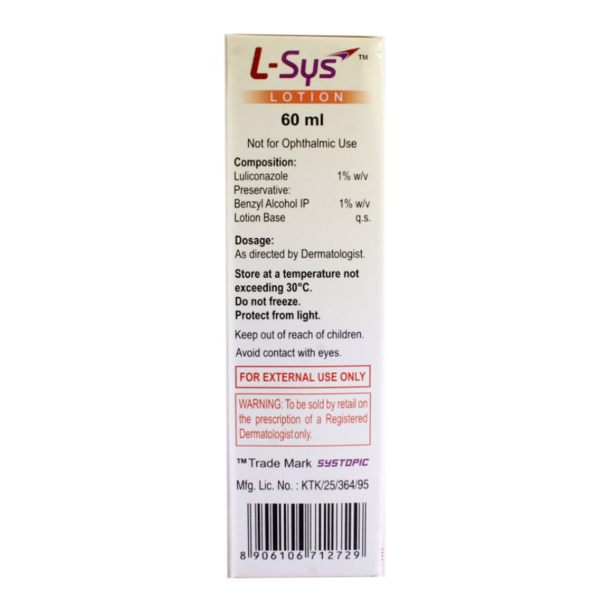 L-Sys Lotion 60 ml, Pack of 1 LOTION L-Sys Lotion 60 ml, Pack of 1 LOTION