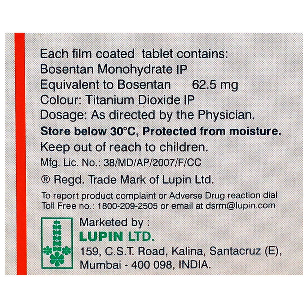 Lupibose 62.5 Tablet 10's, Pack of 10 TABLETS Lupibose 62.5 Tablet 10's, Pack of 10 TABLETS