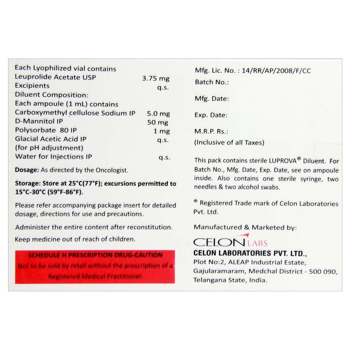 Luprova 3.75 Injection 1's, Pack of 1 Injection Luprova 3.75 Injection 1's, Pack of 1 Injection