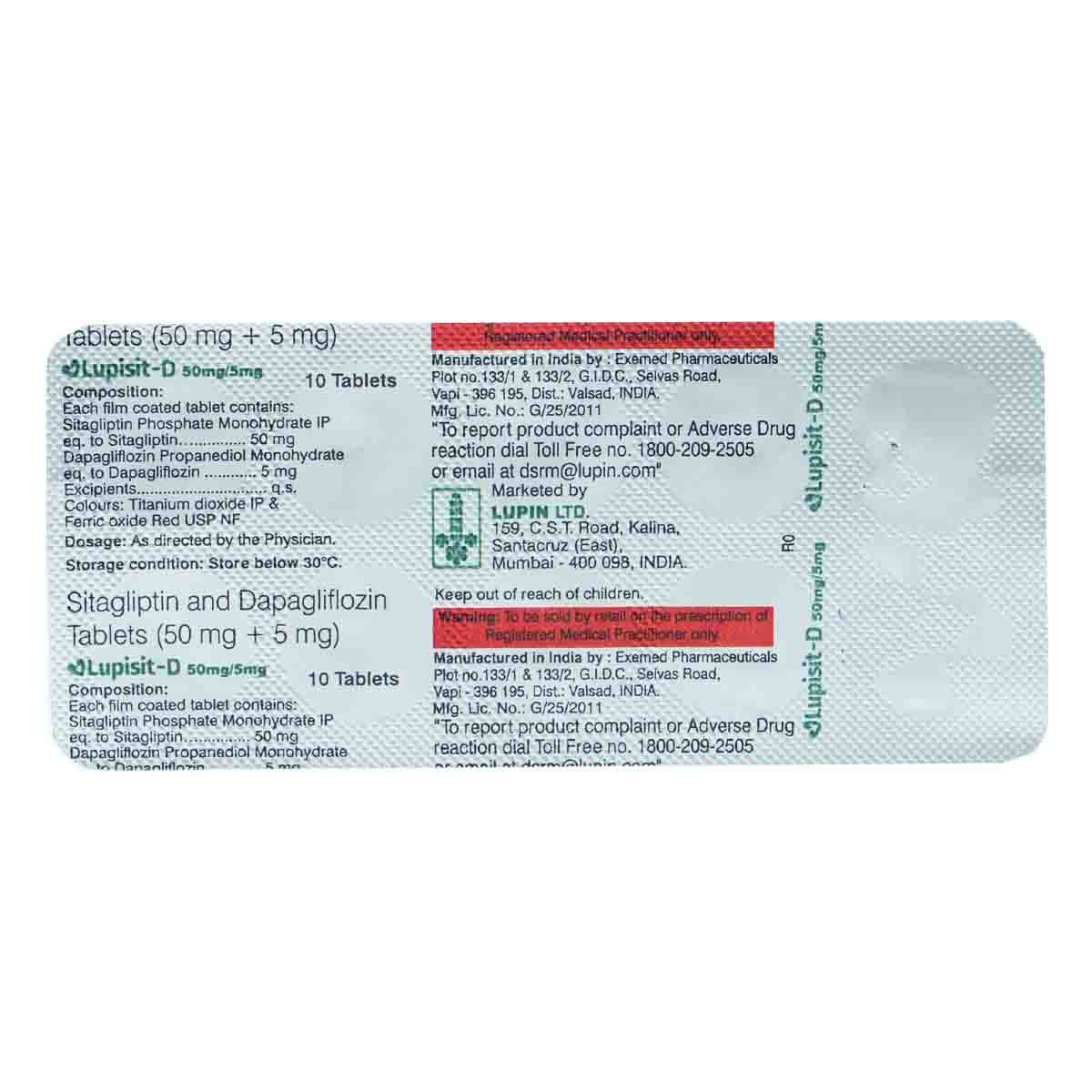 Lupisit D 50 mg/5 mg Tablet 10's, Pack of 10 Lupisit D 50 mg/5 mg Tablet 10's, Pack of 10