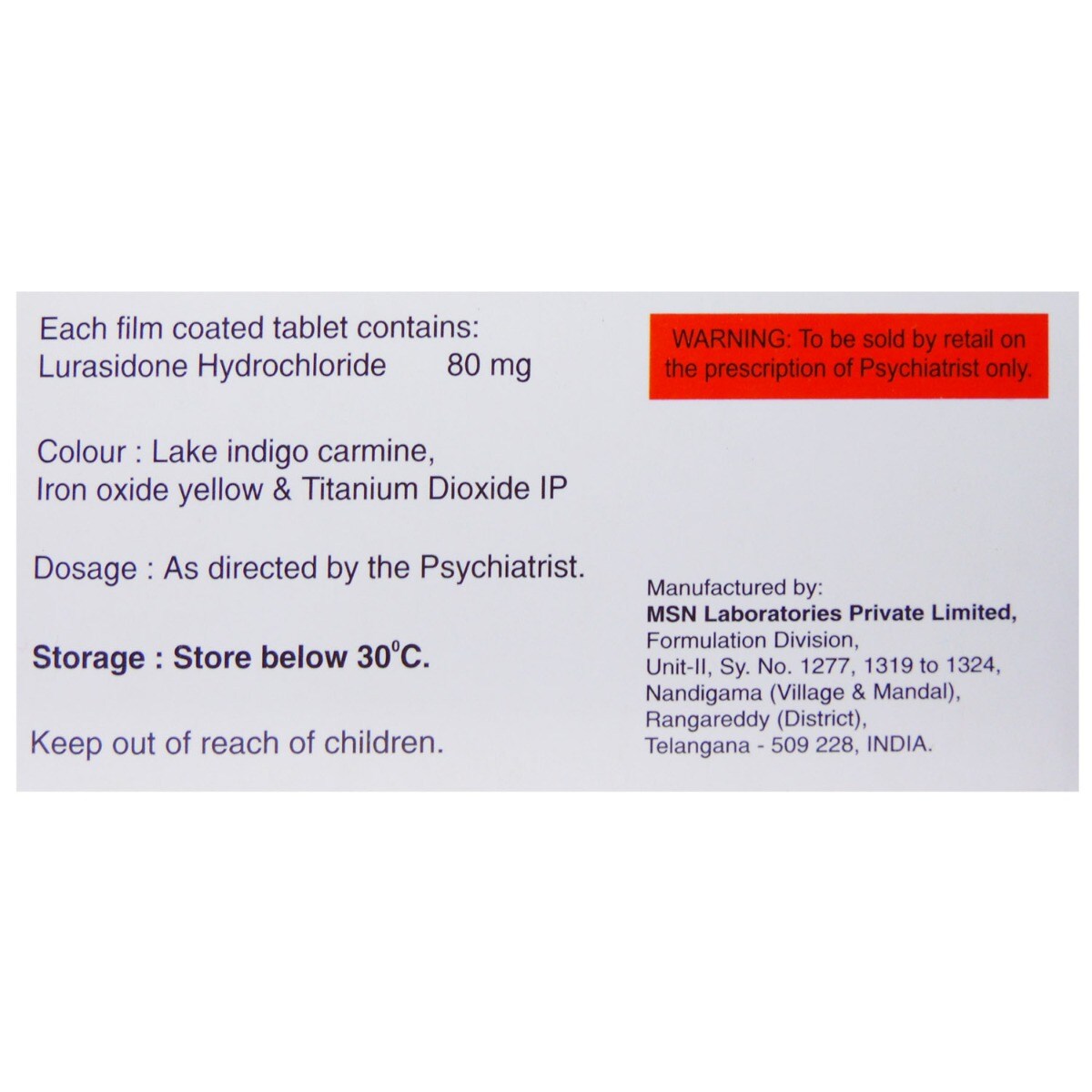 Lurace 80 Tablet 10's, Pack of 10 TabletS Lurace 80 Tablet 10's, Pack of 10 TabletS