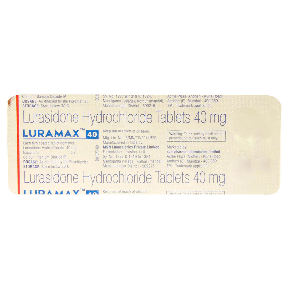 Luramax 40 Tablet 10's, Pack of 10 TABLETS Luramax 40 Tablet 10's, Pack of 10 TABLETS