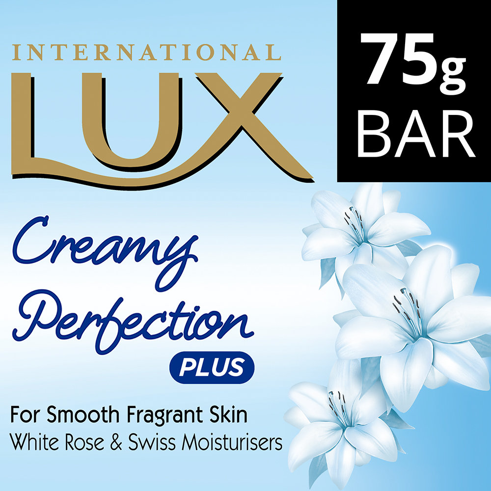 LUX International Creamy Perfection Soap 75 gm | With Swiss Moisturizers And Delicate White Flower Scent | Gentle Cleanses & Moisturises | Gives Soft, Smooth Fragrant Skin | For All Skin Type, Pack of 1 LUX International Creamy Perfection Soap 75 gm | With Swiss Moisturizers And Delicate White Flower Scent | Gentle Cleanses & Moisturises | Gives Soft, Smooth Fragrant Skin | For All Skin Type, Pack of 1