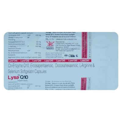 Lysa Q10 Soft Gelatin Capsule 10's, Pack of 10 CAPSULES