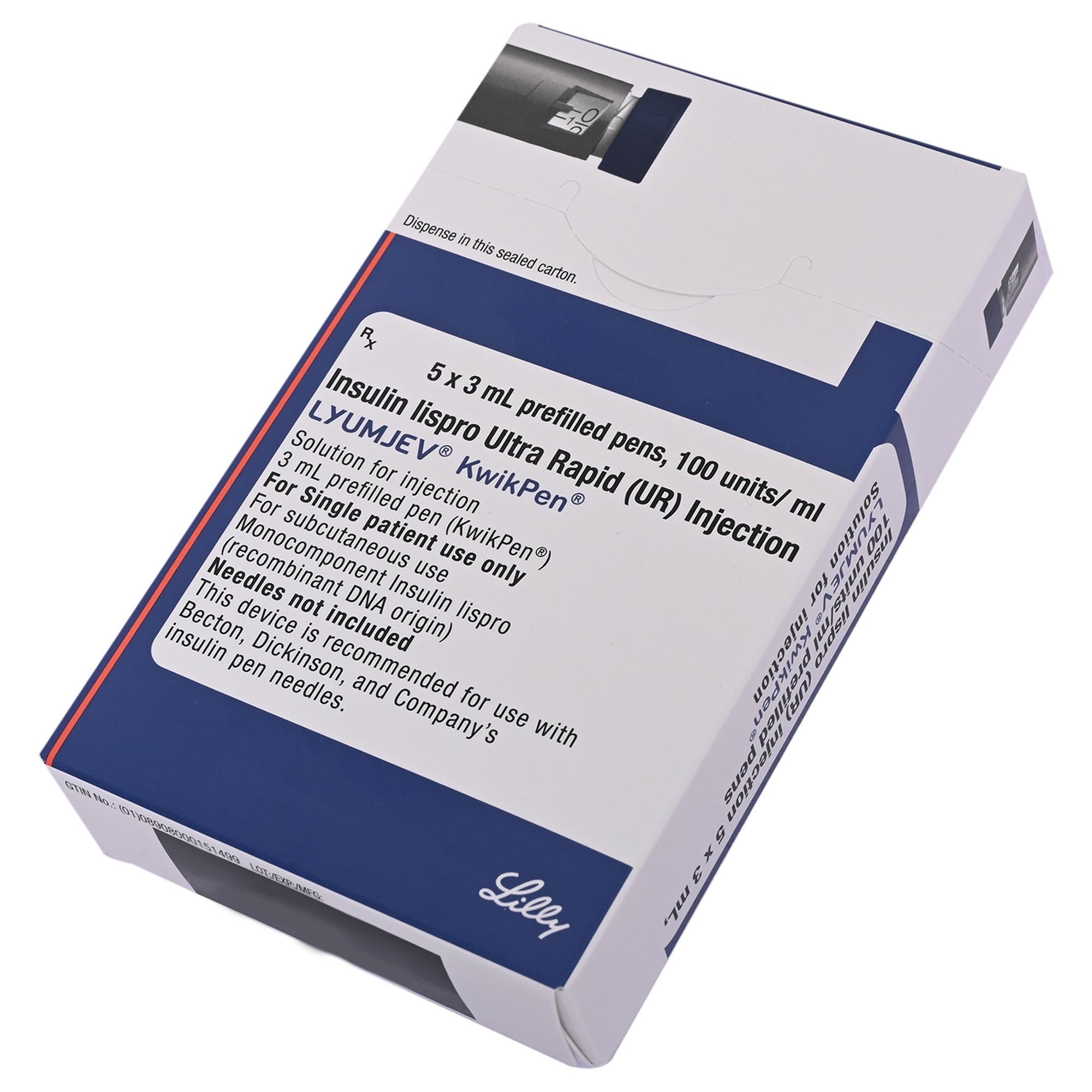 Lyumjev Kwikpen 100IU Prefilled Pen 3 ml, Pack of 1 Injection Lyumjev Kwikpen 100IU Prefilled Pen 3 ml, Pack of 1 Injection