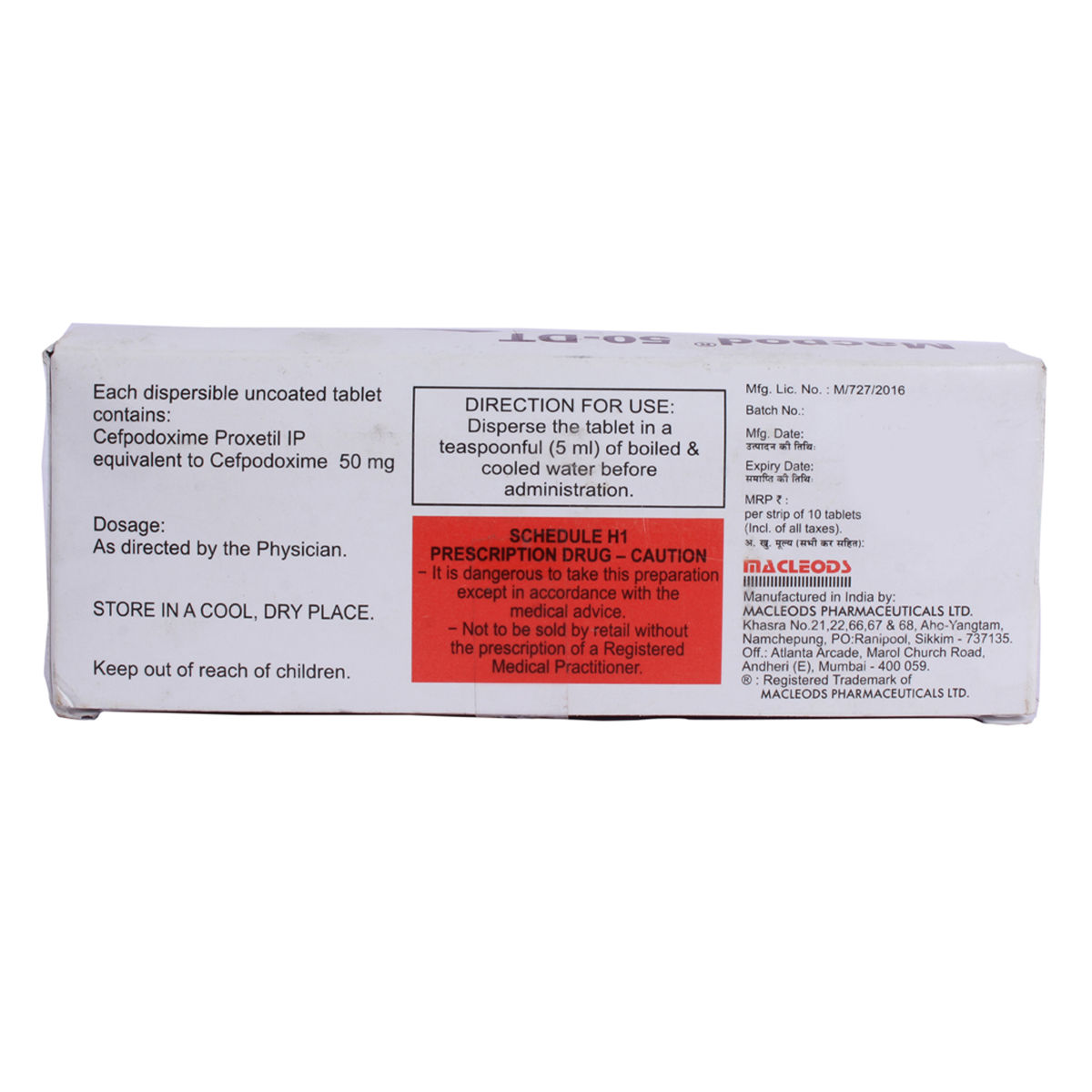 Macpod 50 mg Dt Tablet 10's Price, Uses, Side Effects, Composition ...