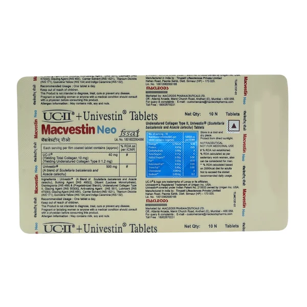 Macvestin Neo Tablet 10's, Pack of 10 TABLETS