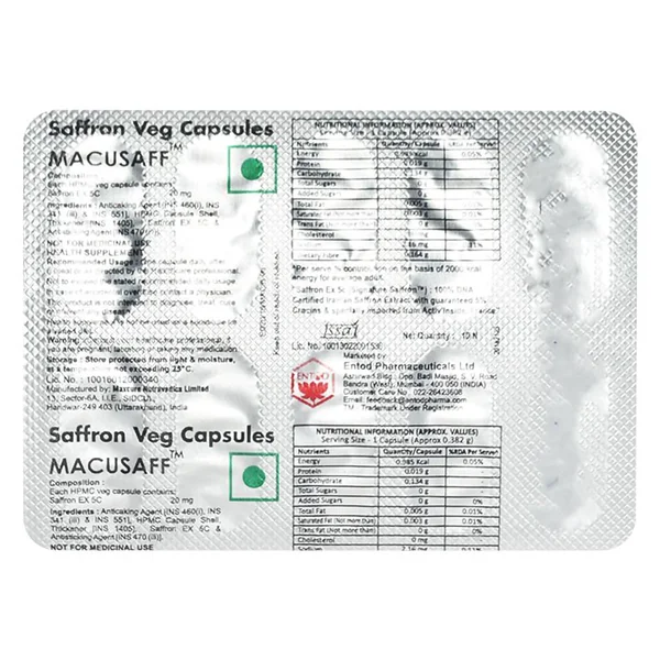 Macusaff 20 Veg Capsule 10's