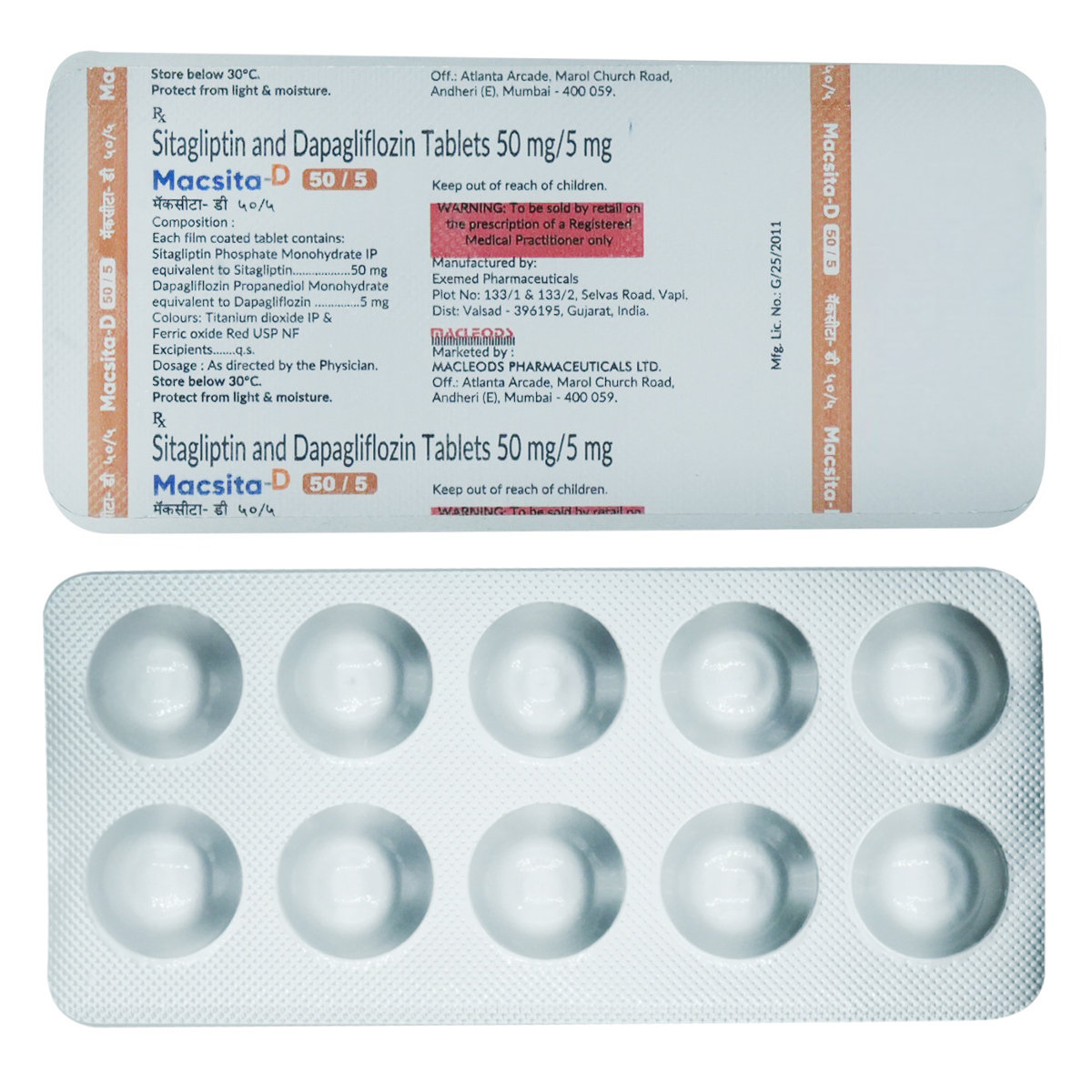 Macsita-D 50 mg/5 mg Tablet 10's, Pack of 10 Macsita-D 50 mg/5 mg Tablet 10's, Pack of 10