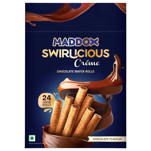 Maddox Swirlicious Premuim Creme Chocolate Wafer Rolls, 24 Count