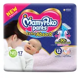MamyPoko Extra Absorb Diaper Pants New Born, 17 Count, Pack of 1