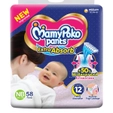 MamyPoko Extra Absorb Diaper Pants New Born, 58 Count