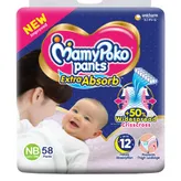MamyPoko Extra Absorb Diaper Pants New Born, 58 Count, Pack of 1