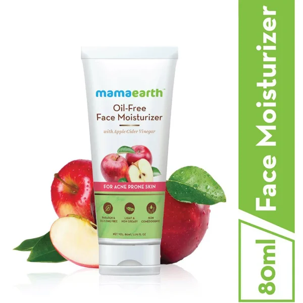 Mamaearth Oil-Free Face Moisturizer 80 ml | With Apple Cider Vinegar | Prevents Acne &amp; Pimples | Hydrates Skin | Light &amp; Non Greassy | For Acne Prone Skin, Pack of 1