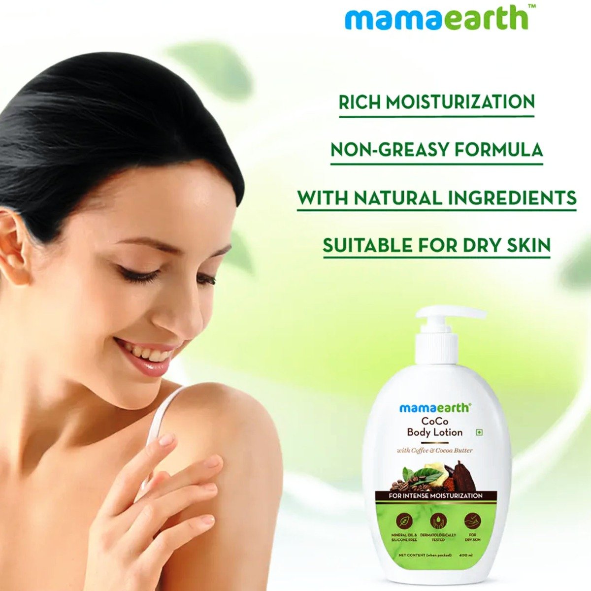 Mamaearth CoCo Intense Moisturization Body Lotion 400 ml | With Coffee & Coco Butter | For Intense Moisturization | No Greasy Formula | For Dry Skin, Pack of 1 Mamaearth CoCo Intense Moisturization Body Lotion 400 ml | With Coffee & Coco Butter | For Intense Moisturization | No Greasy Formula | For Dry Skin, Pack of 1