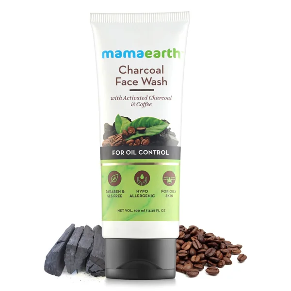 Mamaearth Charcoal Facewash 100 ml | With Activated Charcoal &amp; Coffee | Controls Oil | Pollution Protection | UnClogs Pore | For Oily Skin, Pack of 1