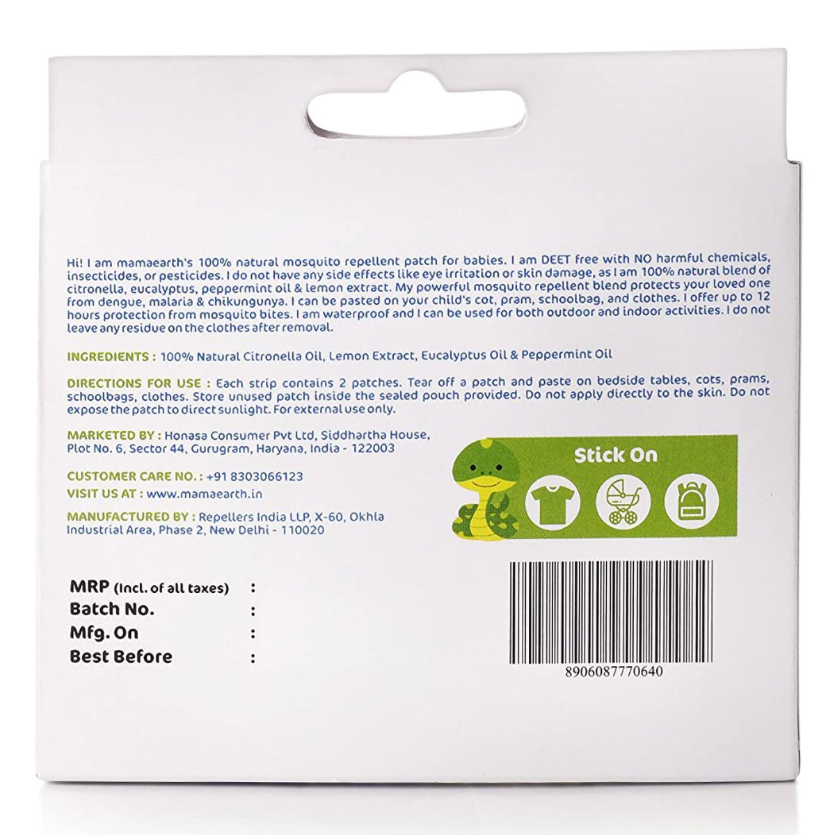 Mamaearth Natural Mosquito Repellent Patches for Baby, 24 Count, Pack of 1 Mamaearth Natural Mosquito Repellent Patches for Baby, 24 Count, Pack of 1