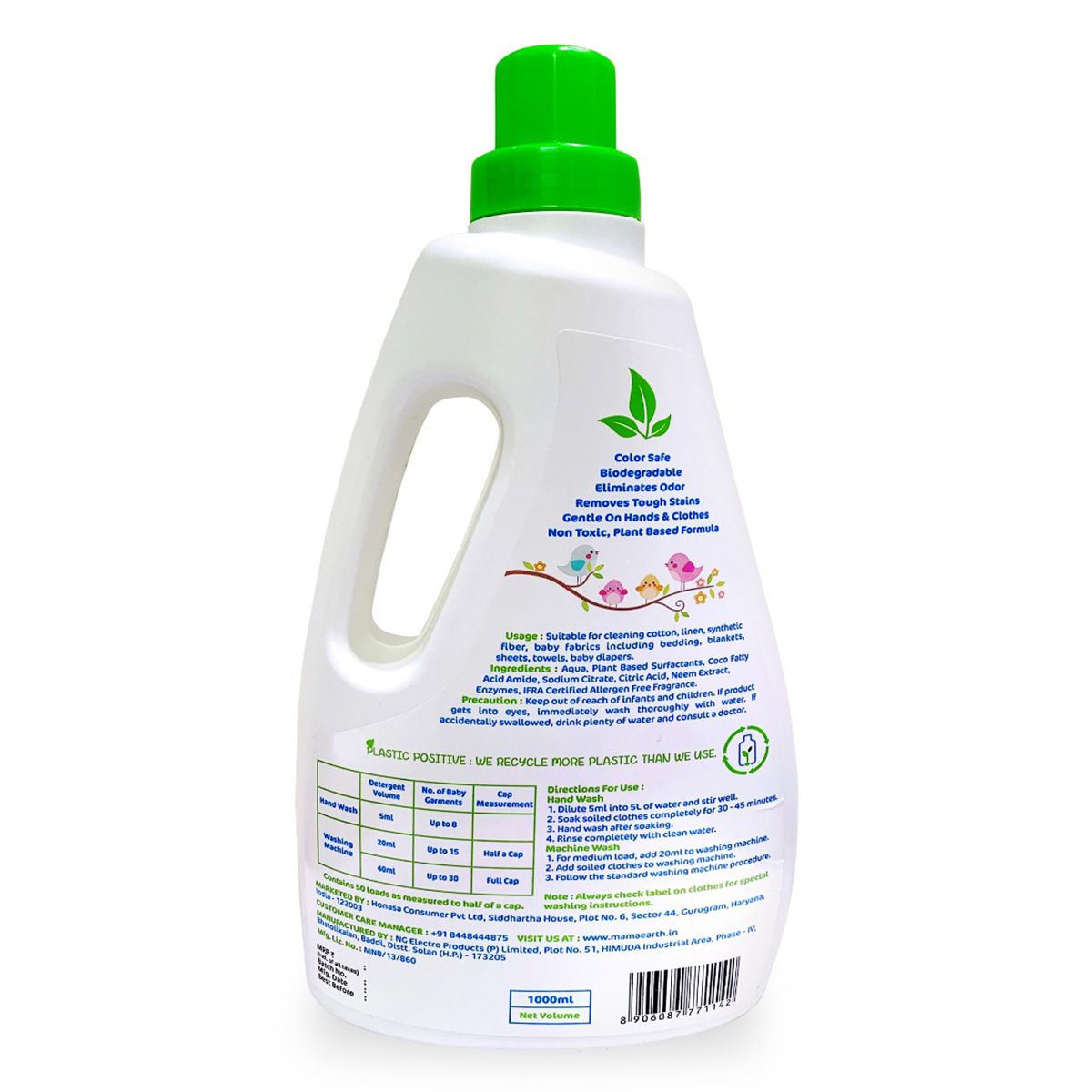 Mamaearth Plant Based Baby Laundry Liquid Detergent for 0+ Months, 1000