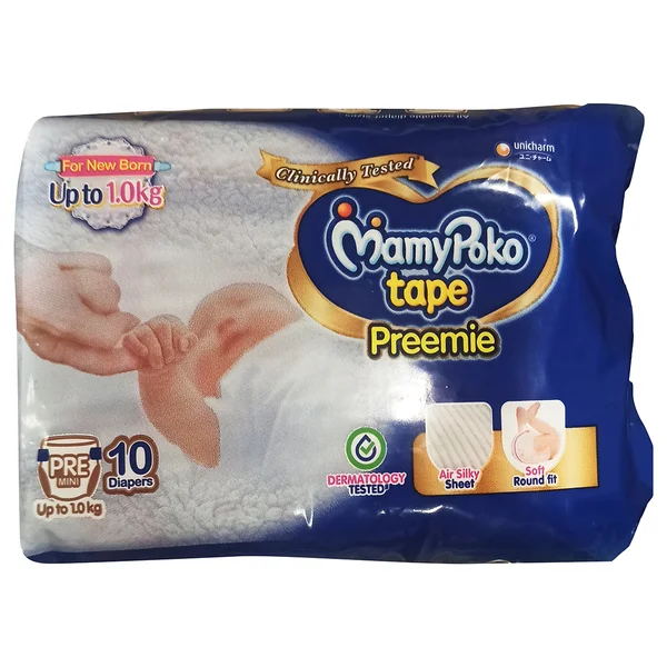 Mamypoko Tape Preemie Diaper New Born, 10 Count, Pack of 1