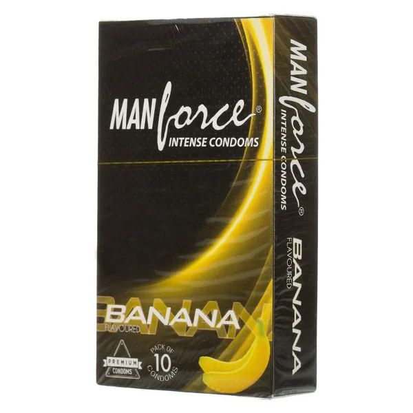 Manforce Banana Flavour Condoms, 10 Count, Pack of 1