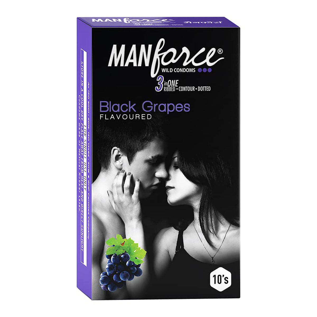 Buy Manforce 3 in One Black Grapes Flavour Condoms, 10 Count Online