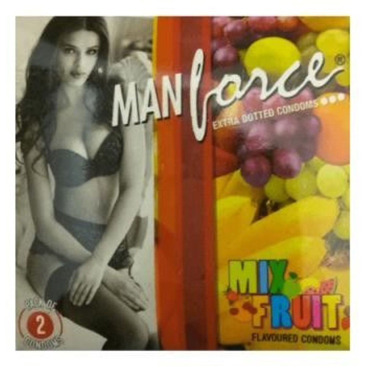 Manforce Mix Fruit Flavour Condoms, 2 Count, Pack of 1 Manforce Mix Fruit Flavour Condoms, 2 Count, Pack of 1