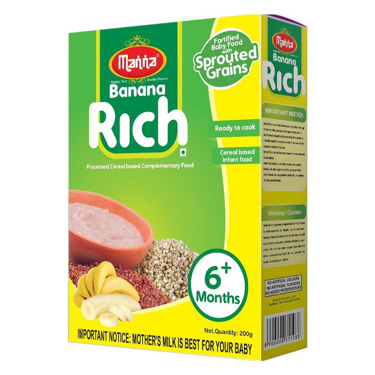 Buy Manna Banana Rich Baby Cereal 6+Months, 200 gm Refill Pack Online