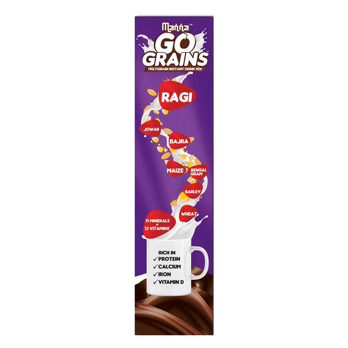 Manna Go Grains Multigrain Chocolate Flavour Instant Drink Mix, 200 gm, Pack of 1 Manna Go Grains Multigrain Chocolate Flavour Instant Drink Mix, 200 gm, Pack of 1