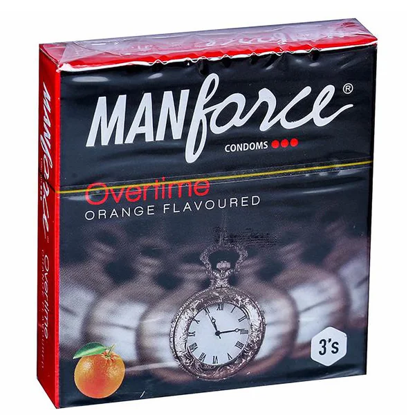 Manforce Overtime 3 In 1 Orange Flavoured Condoms, 3 Count, Pack of 1
