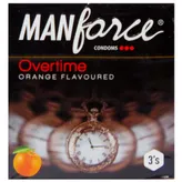 Manforce Overtime 3 In 1 Orange Flavoured Condoms, 3 Count, Pack of 1