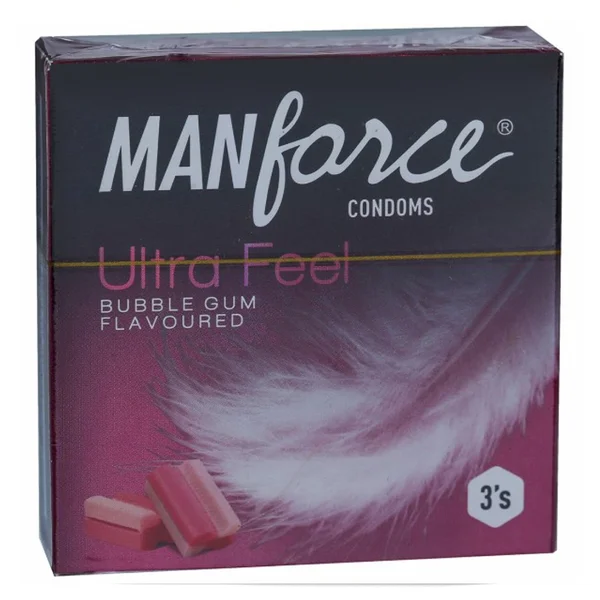 Manforce Ultra Feel Bubble Gum Condoms, 3 Count, Pack of 1