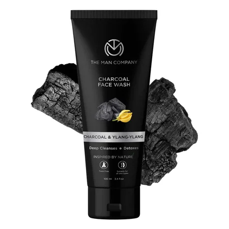 The Man Company Charcoal Face Wash 100 ml | Charcoal & Ylang-Ylang | Deep Cleanses & Detoxifies | Removes Acne and Blackheads | Unclogs Pores | For Men | For All Skin Type