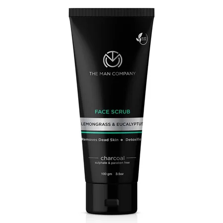 The Man Company Charcoal Face Scrub 100 gm | Lemongrass & Eucalyptus | Deeply Cleanses & Detoxifies | Removes Dead Cells, Acne, Pimple, Excess Oil | Refreshes Skin | For Men | For All Skin Type