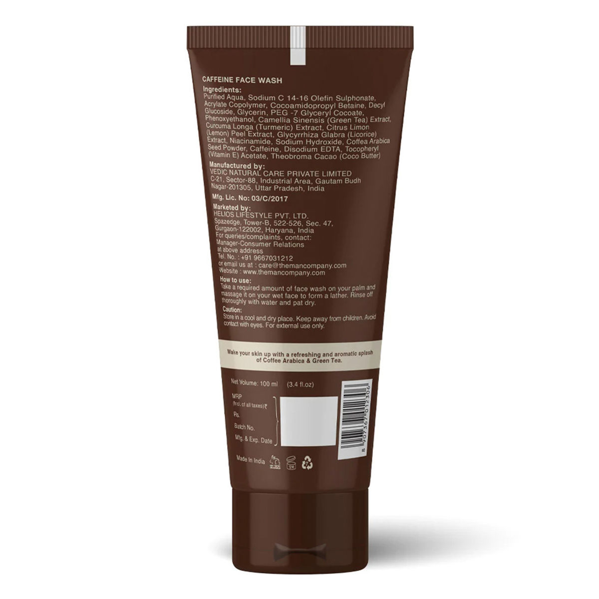 The Man Company Caffeine Face Wash, 100 ml Price, Uses, Side Effects