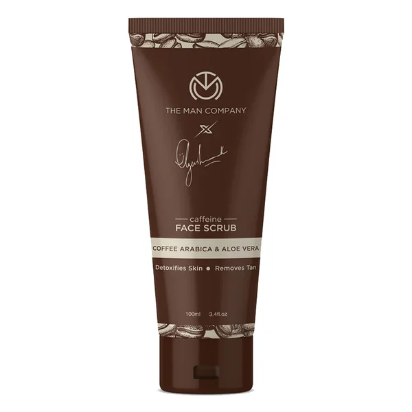 The Man Company Caffeine Face Scrub 100 ml | Caffeine Arabica &amp; Aloe Vera | Removes Tan | Helps In Skin Detoxification | Removes Impurities | For All Skin Type, Pack of 1