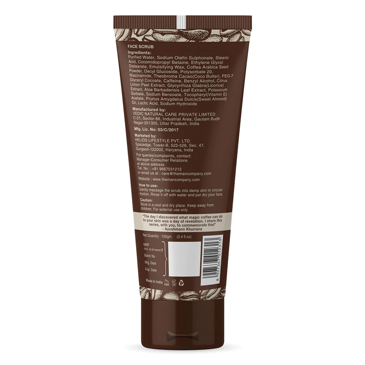 The Man Company Caffeine Face Scrub, 100 ml Price, Uses, Side Effects ...