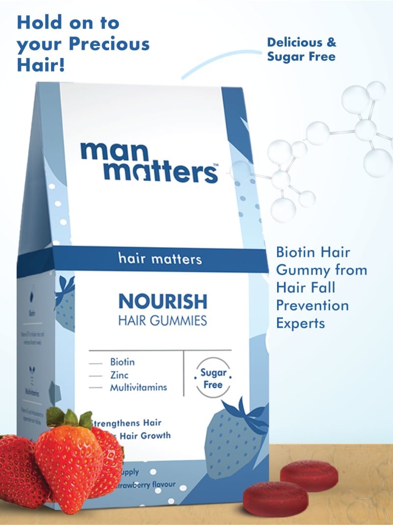Man Matters Biotin Hair 30 Gummies|No Added Sugar | With Biotin, DHT Blockers, Vitamin A, C, E, Fibre & Zinc | For Stronger and Healthier Hair, Pack of 1 Man Matters Biotin Hair 30 Gummies|No Added Sugar | With Biotin, DHT Blockers, Vitamin A, C, E, Fibre & Zinc | For Stronger and Healthier Hair, Pack of 1