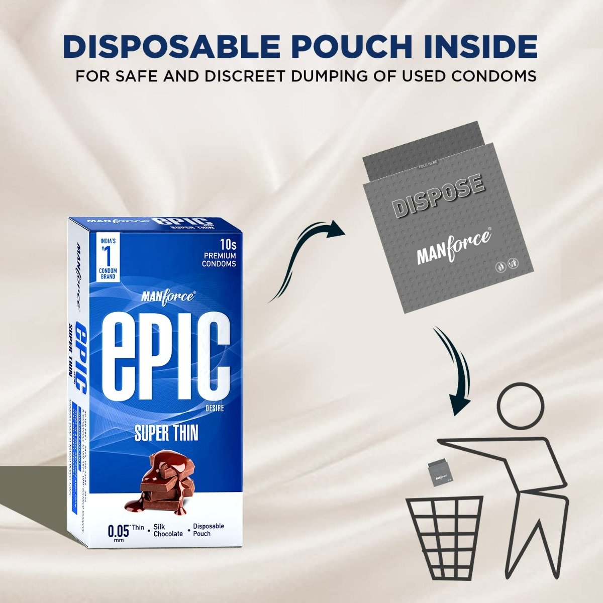 Manforce Epic Desire Super Thin Silk Chocolate Flavour Premium Condoms, 10 Count, Pack of 1 Manforce Epic Desire Super Thin Silk Chocolate Flavour Premium Condoms, 10 Count, Pack of 1