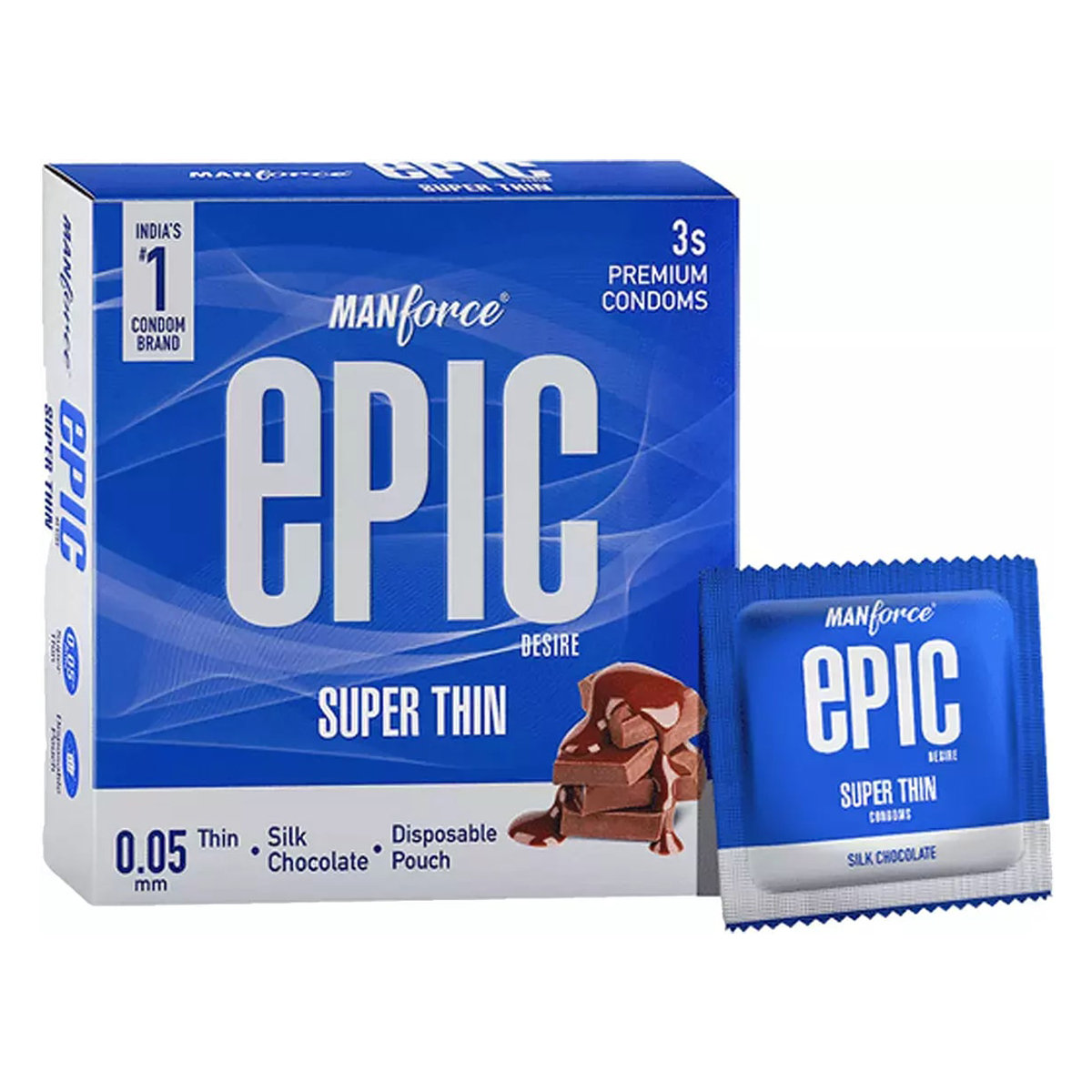 Manforce Epic Desire Super Thin Silk Chocolate Flavour Condoms, 3 Count, Pack of 1 Manforce Epic Desire Super Thin Silk Chocolate Flavour Condoms, 3 Count, Pack of 1